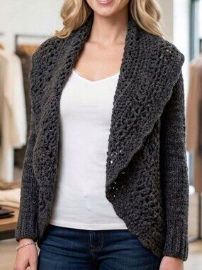 Charcoal Oversize Crochet Sweater